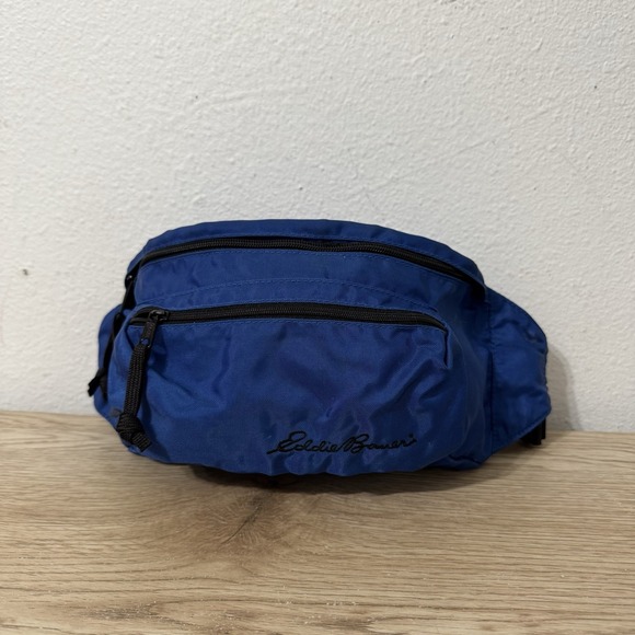 Eddie Bauer Blue Fanny Pack Belt Bag Waist Pouch‎ Unisex Nylon Water Resistant - Picture 1 of 16
